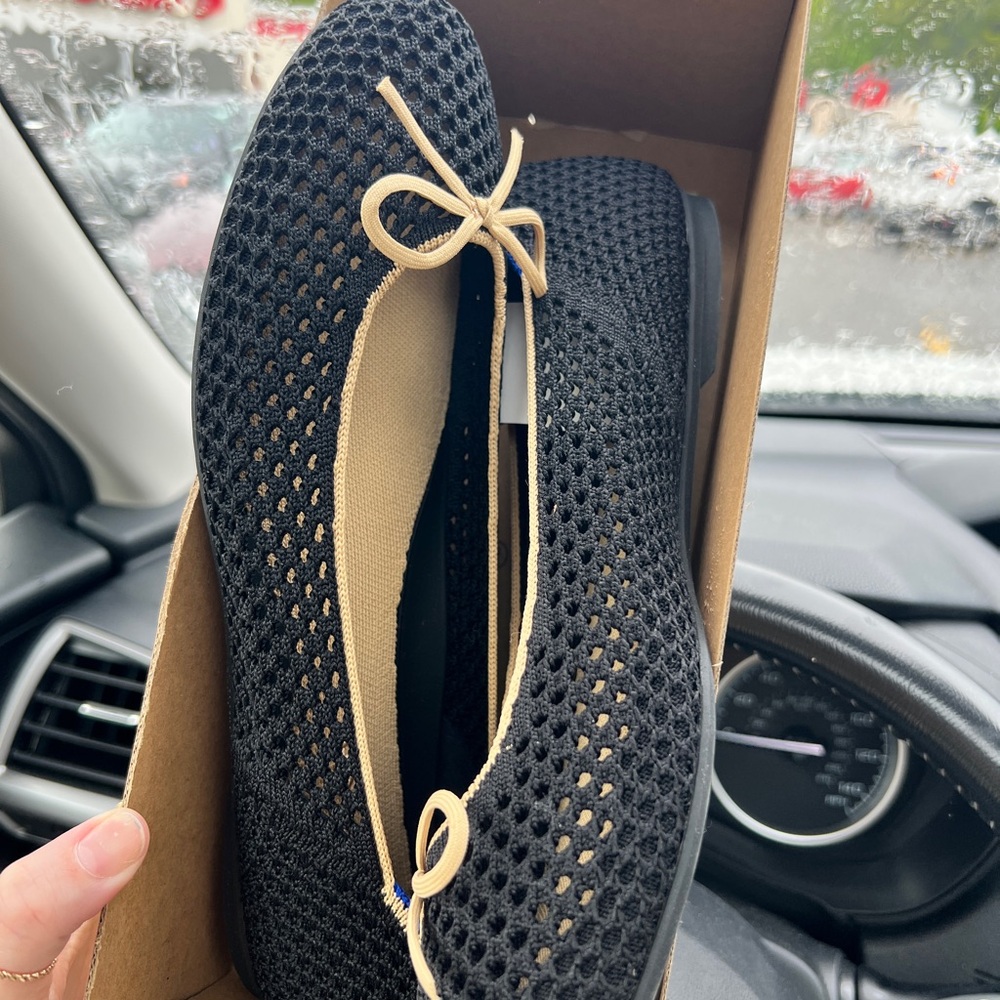 Rothy’s Black Mesh Flats with Bow Detail